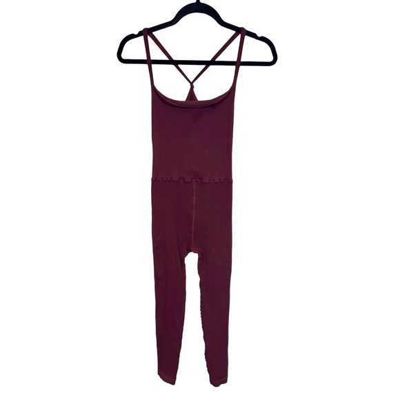 Free People Movement Happiness Runs Square Neck Onesie Jumpsuit in Oxblood M/L - Picture 5 of 11